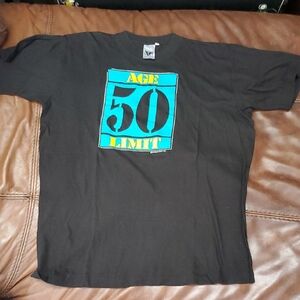 Age Limit 50. Lg, Black Graphic T-Shirt. 1992. A4.